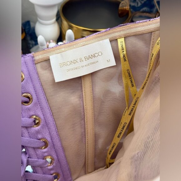 🆕 BRONX & BANCO 🧿 NWOT Jasmine Floral-Appliqued Gown, Lilac - Sz M US 6 - Picture 13 of 16